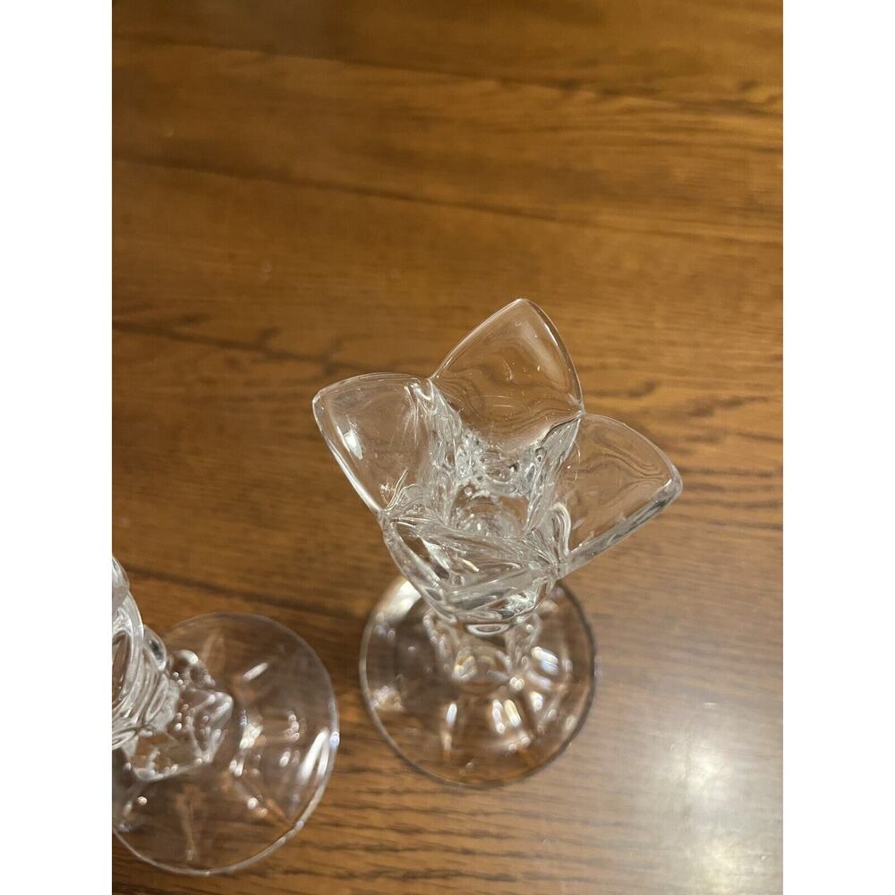 Gorham Viscount Lead Crystal Tulip Crystallites Candlestick Pair Set 5 3/4" - Picture 5 of 7
